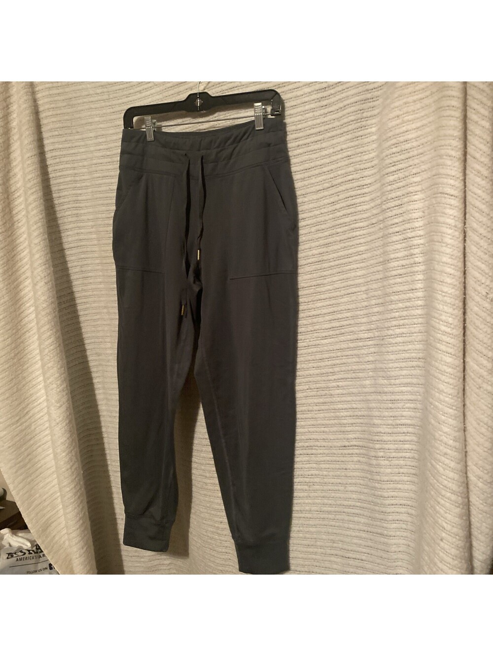 Marika Stretch High Rise Jogger Pants Small Drawstring Pockets Black